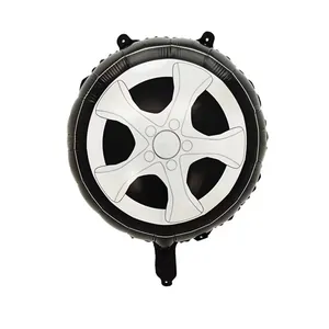 Racing car theme tire foil balloon with black rubber design for boy birthday party decor