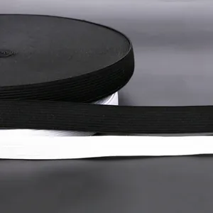 Flat knitted elastic bands in black and white colors for sewing and DIY garment crafts