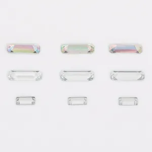 Rectangular acrylic sewing rhinestones in AB and clear colors for wedding dress DIY