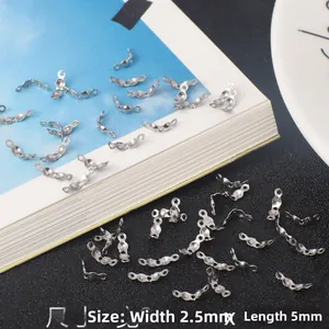 Nahaufnahme von 2,5mm x 5mm Silber-Metall-Kordelenden für DIY-Schmuckherstellung