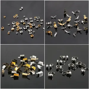 Sortierte DIY Metallverbinder und Endkappen in Gold, Silber und Bronze für Schmuck