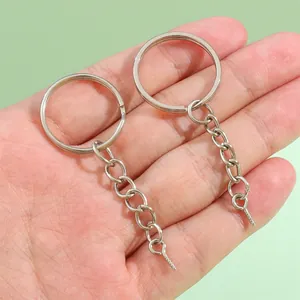 Porte-clés argentés avec vis à œil pour la fabrication de bijoux et accessoires DIY