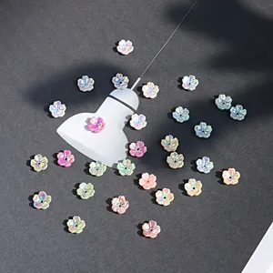 Cuentas de flores de resina para accesorios de cabello DIY en colores mezclados irisados