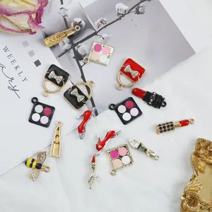 Ciondoli in Lega di Smalto Trucco Per Creazione Gioielli DIY Borsa a Mano Rossetto Tacchi Alti Labbra Ciondoli Per Orecchini Braccialetto