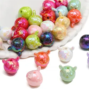 Iridescent Acrylic Dragon Horn Loose Beads For DIY Jewelry Phone Chain Star Pattern Cartoon Beads Craft Accessories