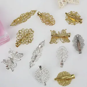 Pinces à cheveux vintage en laiton ajouré or et argent pour accessoires de coiffure