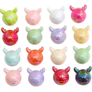 Colorful acrylic dragon horn beads with star relief and iridescent finish for DIY crafts