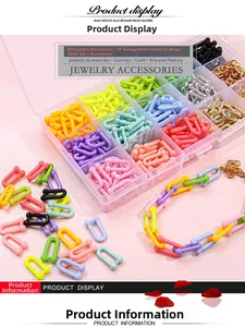 DIY colorful acrylic U-chain jewelry kit in a 15-compartment storage organizer