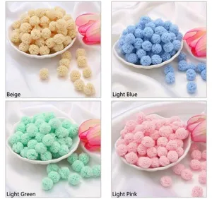 Detail von 1,5 cm bunten elastischen Netzballen in Beige, Blau, Grün und Rosa für DIY