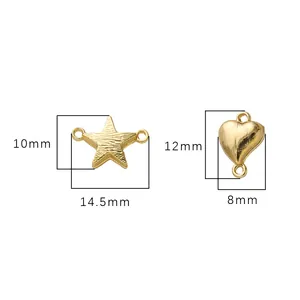 14K gold plated heart and star magnetic clasps for DIY bracelet jewelry making
