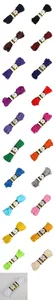 Macro shot of 21 colors of polyester rickrack zigzag braid for sewing and DIY crafts
