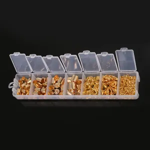 Schmuckset in 7-Fächer-Box mit goldenen Karabinern und Binderingen für DIY-Projekte