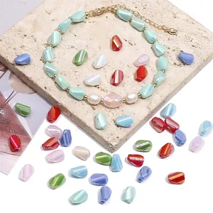 Perle in Vetro Sfaccettate Forma Torta Lunga Placcatura Arcobaleno per Creazione Gioielli Fai-da-te Bracciale Collana