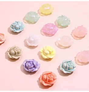 Mezcla de rosas de acrílico perlado multicolor para joyería DIY y accesorios del pelo