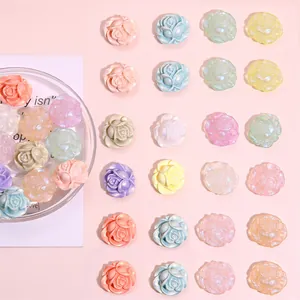 Colgantes de flores de rosa acrílicas nacaradas mixtas para joyería DIY y manualidades