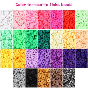 Vue détaillée de perles heishi plates en argile 24 couleurs pour bijoux DIY