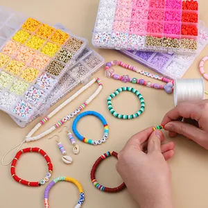 Kit de création de bijoux DIY avec perles d'argile colorées et perles de lettres
