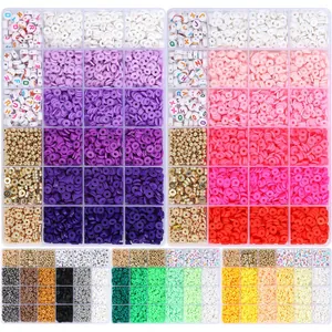 Kit DIY bracelet 24 grilles avec perles Heishi colorées et perles lettres alphabet