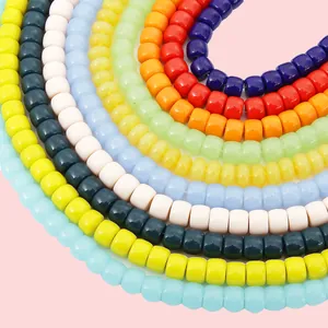 Polished 8mm rainbow glass beads in ten vibrant colors for DIY handmade jewelry crafts
