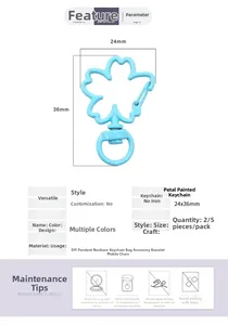 Blue petal flower-shaped alloy keychain clip 24mm by 36mm for DIY accessory crafts