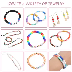 Coffret de 24 compartiments perles en argile et lettres pour la création de bijoux DIY