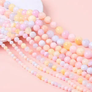 DIY macaron synthetic round beads in assorted pastel colors for jewelry making
