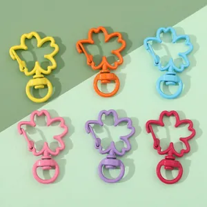 Set of six colorful alloy flower petal lobster clasps for DIY creative keychain making