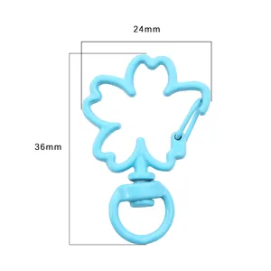 Sky blue cherry blossom petal alloy clasp with dimensions 36mm by 24mm for DIY crafts