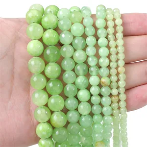 Green synthetic stone round beads in multiple sizes from 4mm to 12mm for DIY jewelry