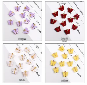 Détails de pendentifs papillons en acrylique violet rouge blanc et jaune pour bijoux DIY