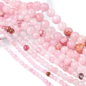 Polished natural pink quartz round loose beads for DIY jewelry making in multiple sizes