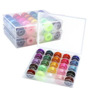 DIY bracelet kit with 25 rolls of vibrant elastic string in a clear storage box organizer