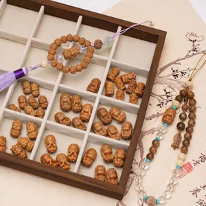 Carved sandalwood little monk beads for DIY jewelry making and Buddhist bracelets