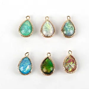 Lot de breloques en forme de goutte en 6 couleurs avec bord en cuivre pour bijoux DIY