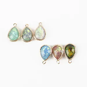 Pendentifs goutte d'eau avec bordure dorée pour la création de bijoux boucles d'oreilles