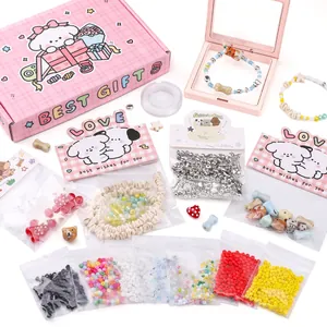 DIY Kralen Sieraden Maken Kit Kinderen Dier Kerstmis Ketting Armband Telefoonketting Materiaal Met Acryl Glas Keramiek Kralen Elastische Draad Case