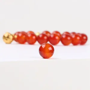 Natural red agate round beads with polished finish for DIY jewelry making and bracelets