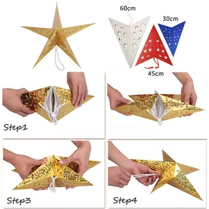 Stereoscopic laser paper star lanterns in various colors and sizes for festive DIY decoration