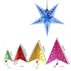 3D laser Christmas paper star lampshades in multiple sizes and colors for hanging decor