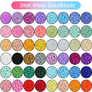 3mm Glasperlen Set mit 48 Farben für DIY Schmuckherstellung und Bastelsets