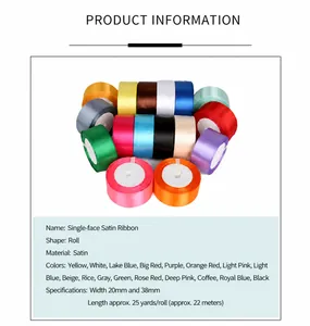 Polyester-Satinband-Rollen in 20mm und 38mm Breite für DIY handgemachte Rosensträuße