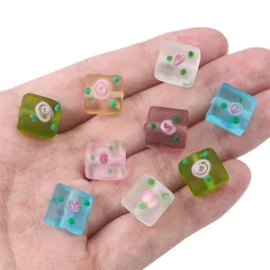 Handbeschilderde matglazen vierkante kralen met rozenpatroon voor DIY-sieraden maken