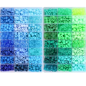 Set di perline fai-da-te in scatola da 24 scomparti con perle blu e verdi per creazioni