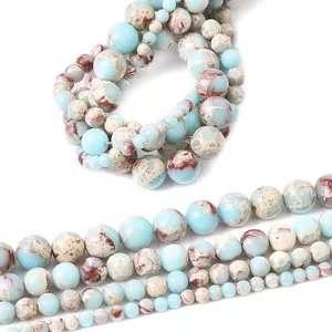 Polished sky blue imperial stone round beads in various sizes for DIY jewelry making