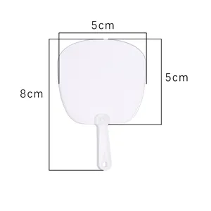 Mini transparante plastic waaier met wit handvat van 5x8 cm voor DIY-knutselprojecten