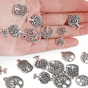 Lebensbaum-Anhänger aus antiker Silberlegierung für DIY-Armbänder und Halskettenzubehör