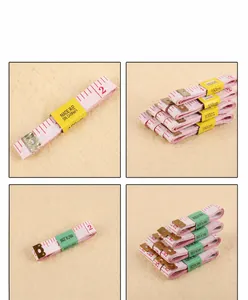 Detailed grid showing pink soft sewing tape measures in multiple sizes and pack counts