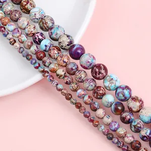 Ocean jasper round beads in 4mm to 10mm sizes for DIY jewelry making and crafting