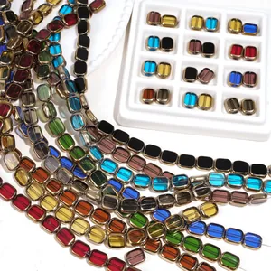 Glass Oval Beads With Gold Alloy Metal Frame For DIY Jewelry Making Handmade Bracelet Necklace Earring Craft Supplies