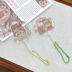 DIY mini doorzichtige acryl sleutelhangers met leuke cartoon meisjes en gekleurde kettingen